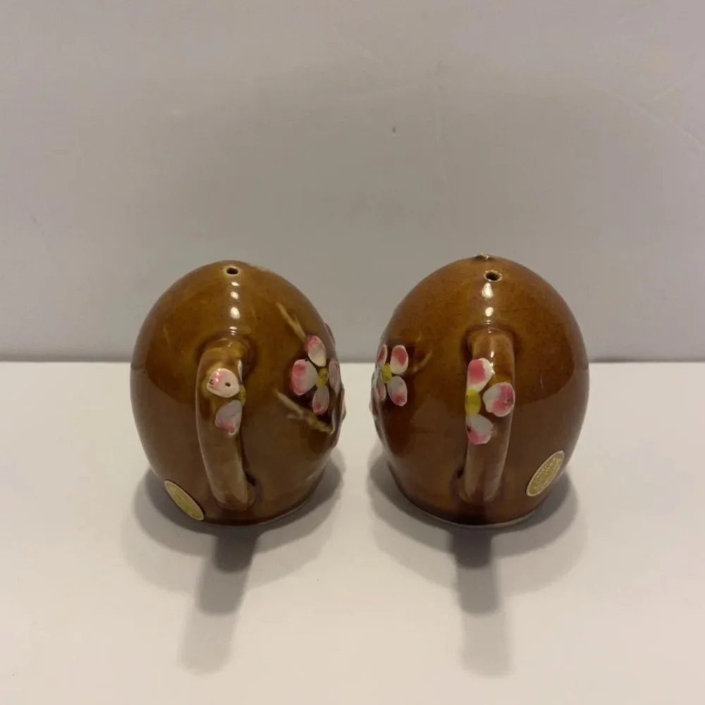 VINTAGE Cherry Blossom Salt & Pepper Shaker Floral Rare Japan
